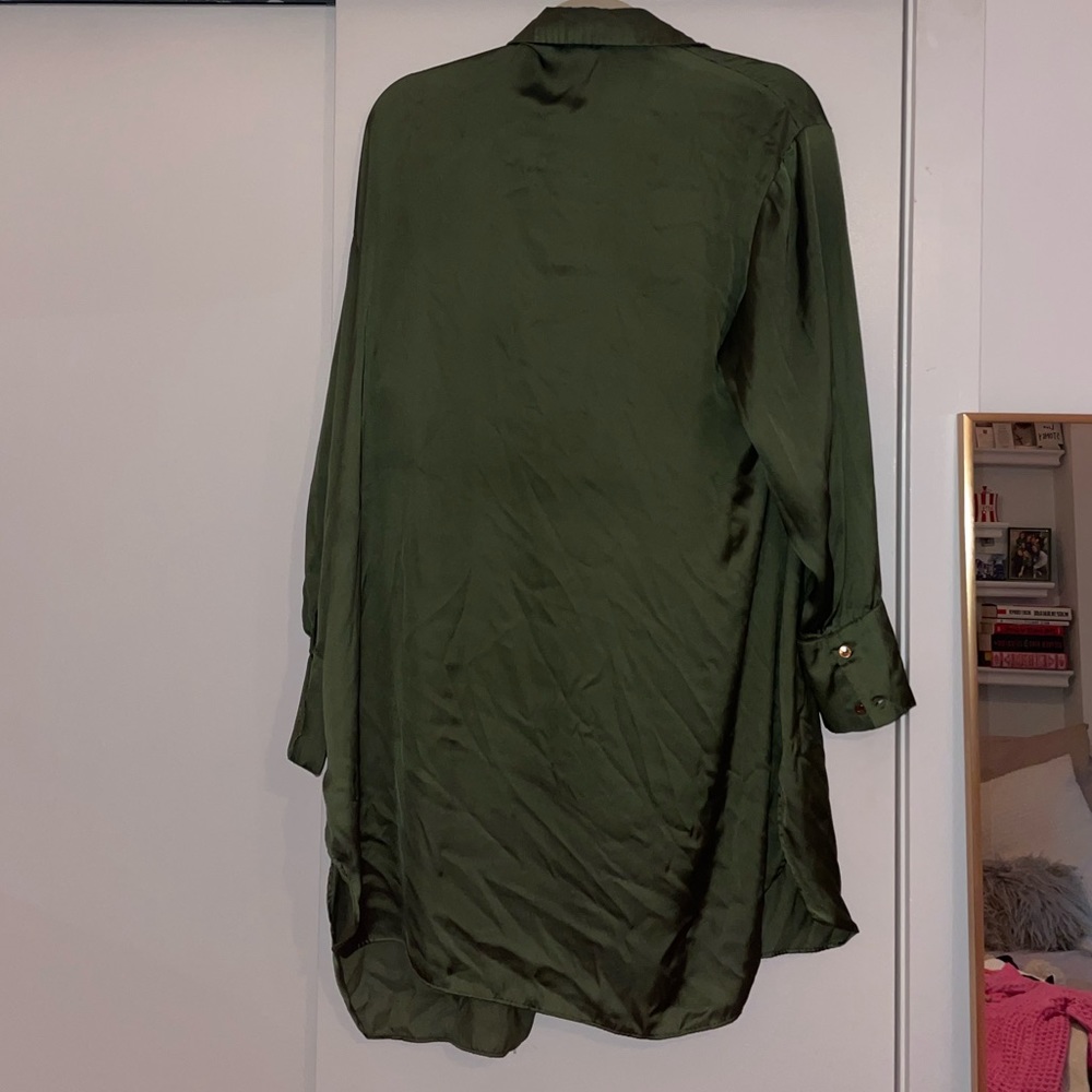 Zara women’s green long button down - Picture 7 of 8